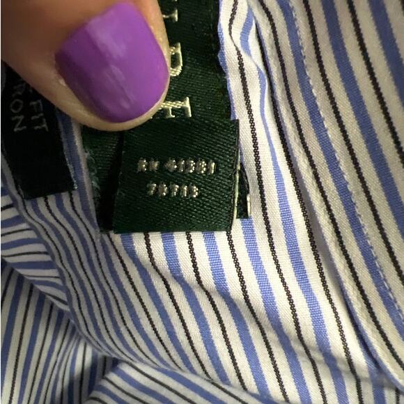 Lauren Ralph Lauren Mens Striped Classic Fit Non-Iron Button-Down Shirt Size 17 - Picture 6 of 6